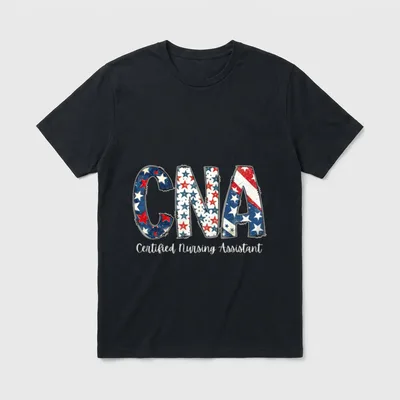 CNA Certified Nursing Assistant US Flag T-Shirt – Classic T-Shirt in Black