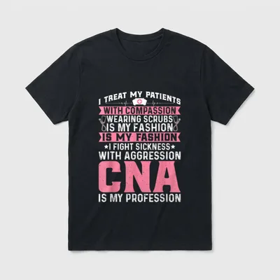 CNA Awesome T-Shirt – Nurse cap, heartbeat line, stethoscopes, and bold CNA lettering – Classic T-Shirt in Black