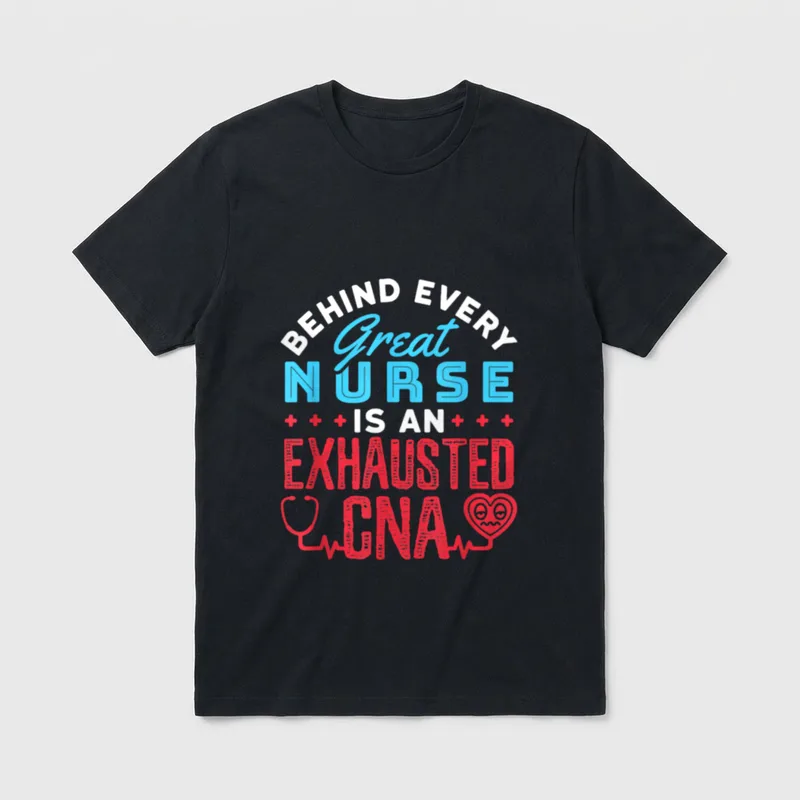 Exhausted CNA Funny Certified Nursing Assistant T-Shirt – Classic T-Shirt in Black
