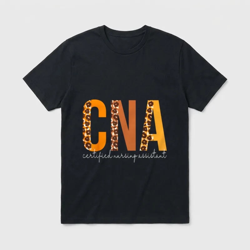 CNA Certified Nursing Assistant Leopard Fall T-Shirt – Classic T-Shirt in Black