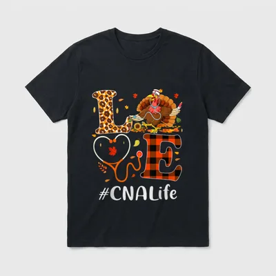 CNA Certified Nursing Assistant Love Thanksgiving T-Shirt – Classic T-Shirt in Black