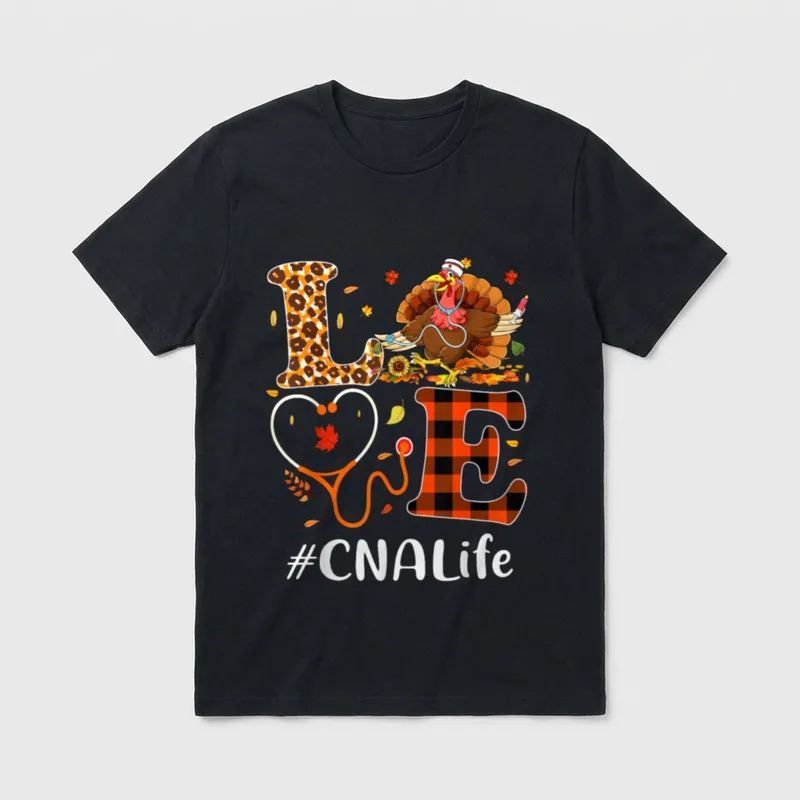 CNA Certified Nursing Assistant Love Thanksgiving T-Shirt – Classic T-Shirt in Black