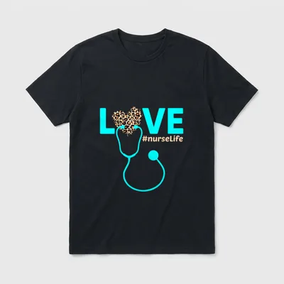 Nurse Life RN LPN CNA Leopard T-Shirt – Classic T-Shirt in Black