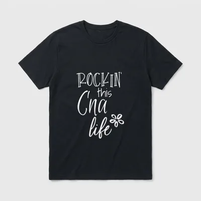 Rockin This Life Cute CNA T-Shirt – ROCKIN' this Cna life with a flower graphic – Classic T-Shirt in Black