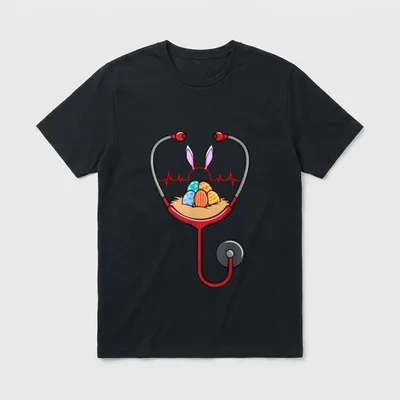 Easter Nurse Doctor Stethoscope Nurses RN T-Shirt – Classic T-Shirt in Black