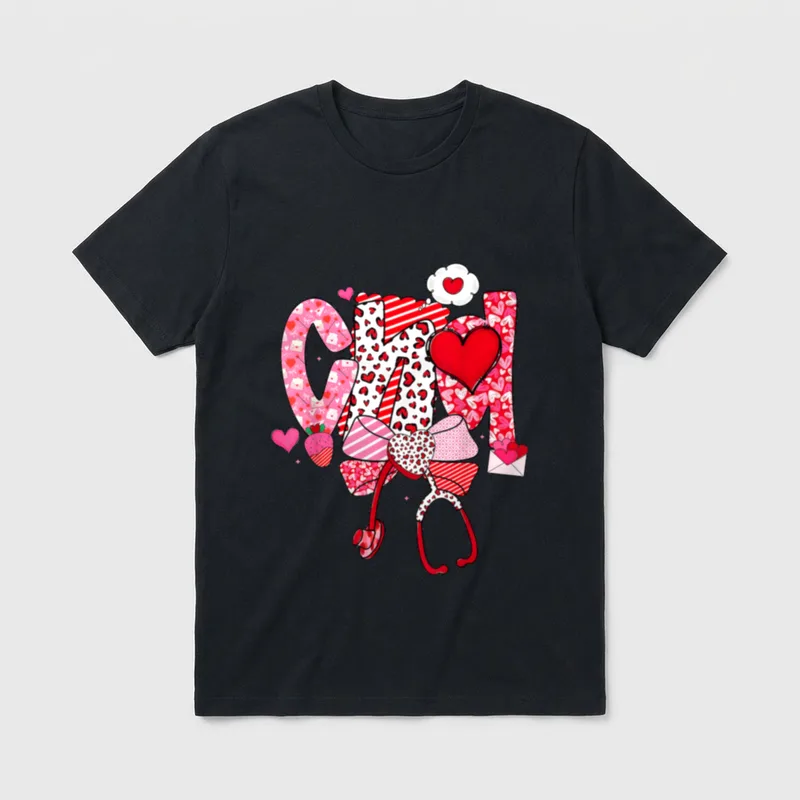 Happy Valentine CNA Nurse Coquette Bow T-Shirt – Classic T-Shirt in Black