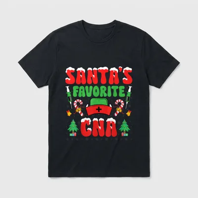 Santa's Favorite CNA Certified Nursing Assistants T-Shirt – SANTA’S FAVORITE CNA – Classic T-Shirt in Black