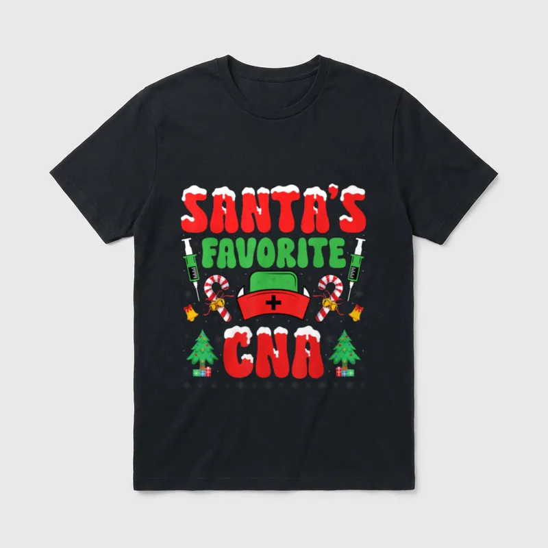 Santa's Favorite CNA Certified Nursing Assistants T-Shirt – SANTA’S FAVORITE CNA – Classic T-Shirt in Black