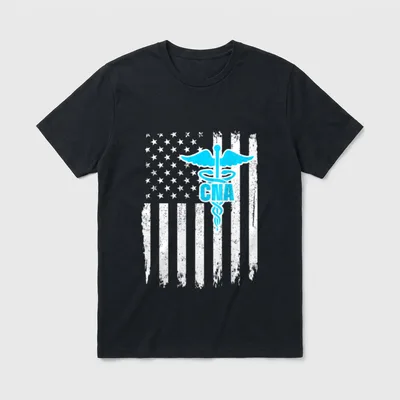 CNA USA Flag Certified Nursing Assistant T-Shirt – Classic T-Shirt in Black