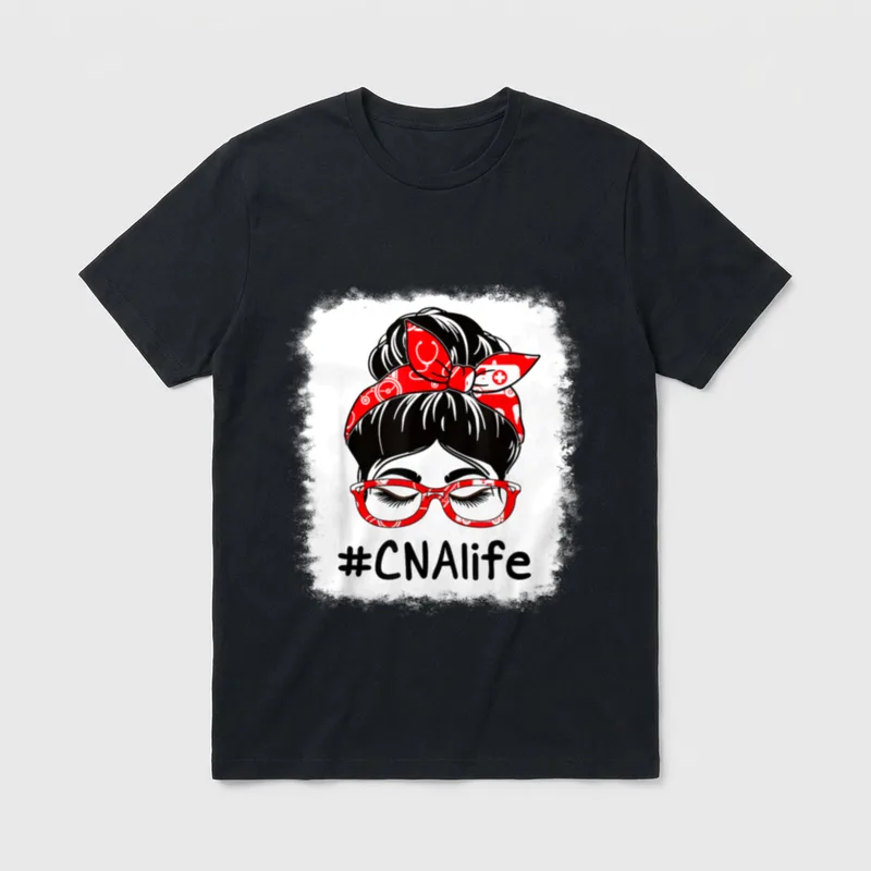 CNA Certified Nursing Assistant Messy Work T-Shirt – Classic T-Shirt in Black