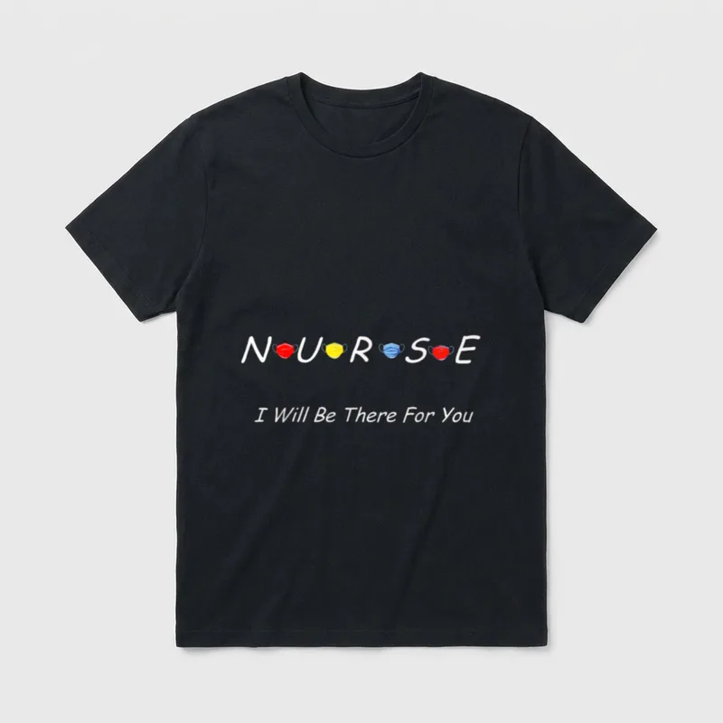 Nursing Friendly Shirt – “NURSE” with colorful face masks and “I Will Be There For You” – Classic T-Shirt in Black