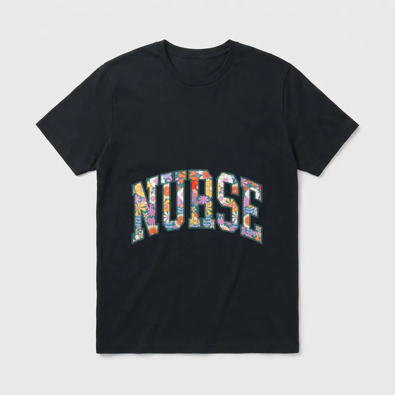 Nurse Stethoscope Floral RN LPN NP T-Shirt – Classic T-Shirt in Black