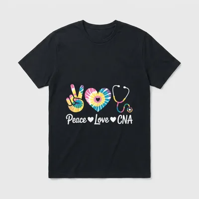 Peace Love CNA Certified Nursing Assistant T-Shirt – Classic T-Shirt in Black
