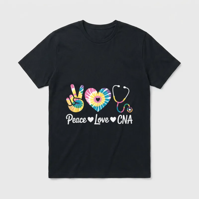 Peace Love CNA Certified Nursing Assistant T-Shirt – Classic T-Shirt in Black
