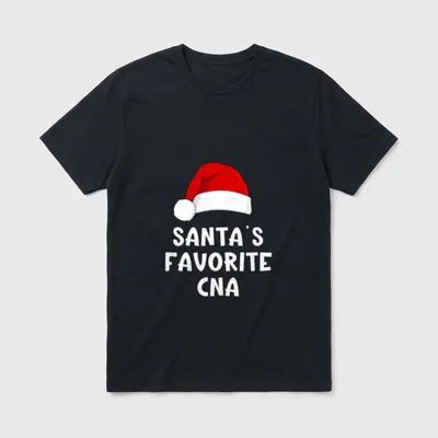 Christmas Santa's Favorite CNA Certified Nursing T-Shirt – Classic T-Shirt in Black