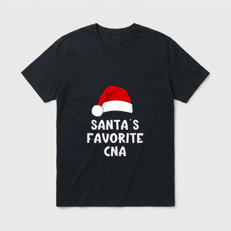 Christmas Santa's Favorite CNA Certified Nursing T-Shirt – Classic T-Shirt in Black