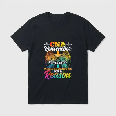 Where He Wants Nurse Watercolor T-Shirt – CNA Remember God Has Me Where He Wants Me For A Reason – Classic T-Shirt in Black
