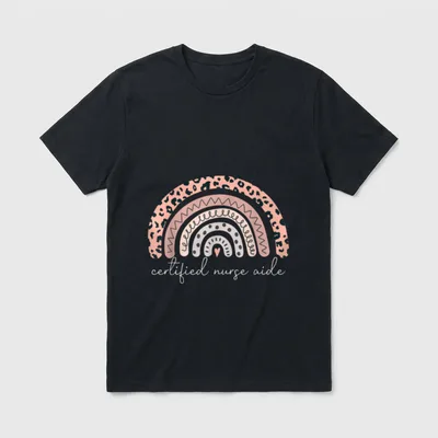 Certified Nurse Aide Leopard Rainbow CNA T-Shirt – Classic T-Shirt in Black
