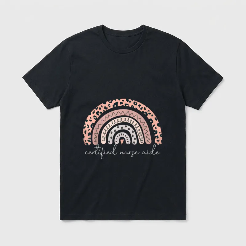 Certified Nurse Aide Leopard Rainbow CNA T-Shirt – Classic T-Shirt in Black