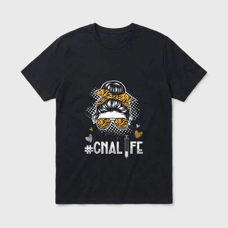 Messy Bun Cna Life Certified Nursing T-Shirt – Classic T-Shirt in Black