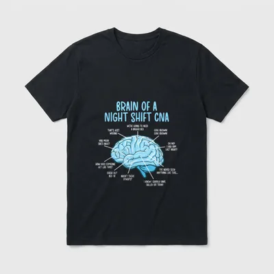Night Shift CNA Certified Nursing Brain T-Shirt – Classic T-Shirt in Black
