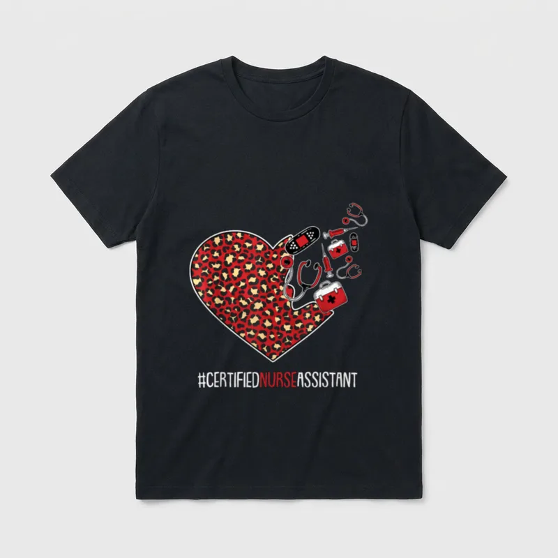 Certified Nurse Assistant Graduation Cute Heart T-Shirt – Classic T-Shirt in Black