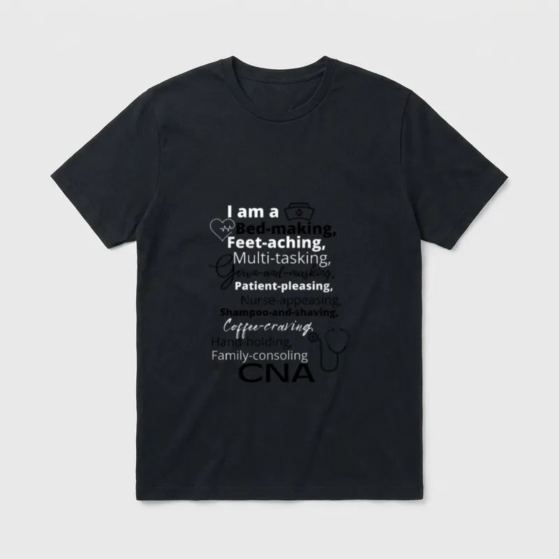 Feet-aching CNA Nurse Life T-Shirt – CNA checklist with stethoscope, nurse cap, and caduceus – Classic T-Shirt in Black