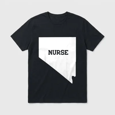 Nevada Nurse State RN CNA LPN T-Shirt – Nevada state outline with NURSE printed across the center – Classic T-Shirt in Black
