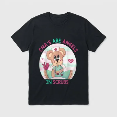 Cute Nurse Angels T-Shirt – CNA'S ARE ANGELS IN SCRUBS – Classic T-Shirt in Black