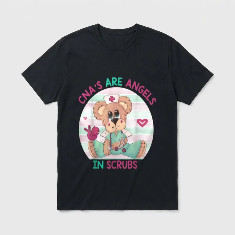 Cute Nurse Angels T-Shirt – CNA'S ARE ANGELS IN SCRUBS – Classic T-Shirt in Black