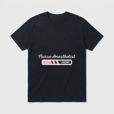 Nurse Anesthetist Loading T-Shirt – Nurse Anesthetist in cursive script above a pink loading bar – Classic T-Shirt in Black