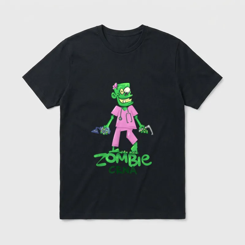 Zombie CRNA Fun and Cute Anesthesia T-Shirt – Classic T-Shirt in Black