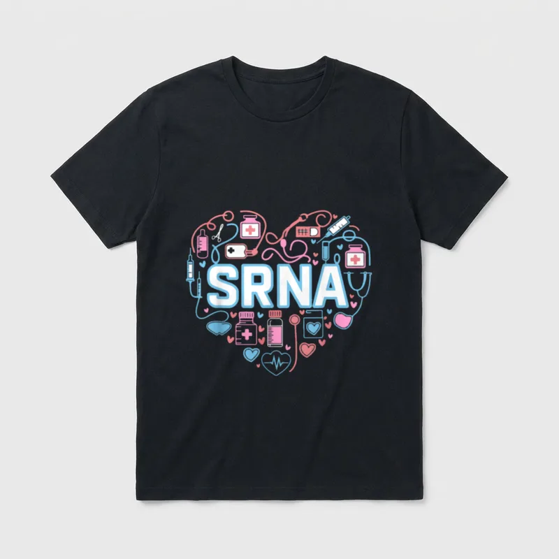 Student Registered Nurse Anesthetist SRNA Heart T-Shirt – Classic T-Shirt in Black