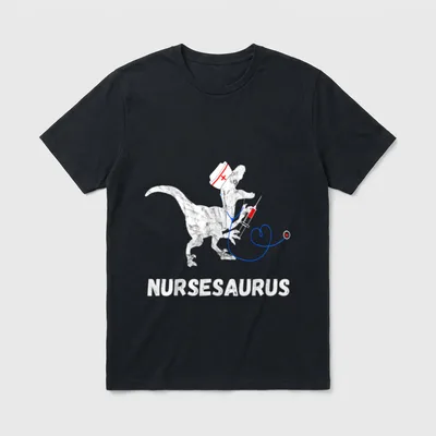 Nurse Dinosaur Funny Doctor Dino Rex T-Shirt – Classic T-Shirt in Black