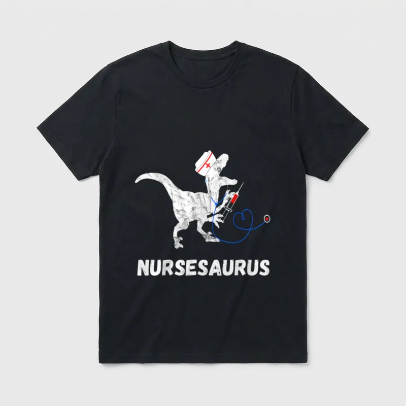 Nurse Dinosaur Funny Doctor Dino Rex T-Shirt – Classic T-Shirt in Black