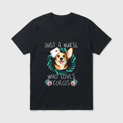 Just a Nurse Who Loves Corgis T-Shirt – Classic T-Shirt in Black