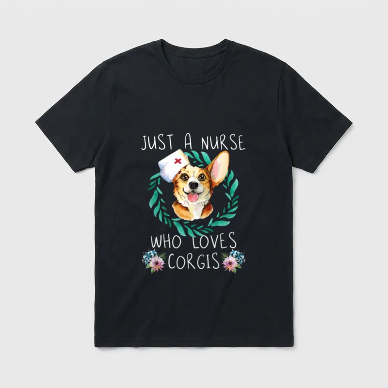 Just a Nurse Who Loves Corgis T-Shirt – Classic T-Shirt in Black