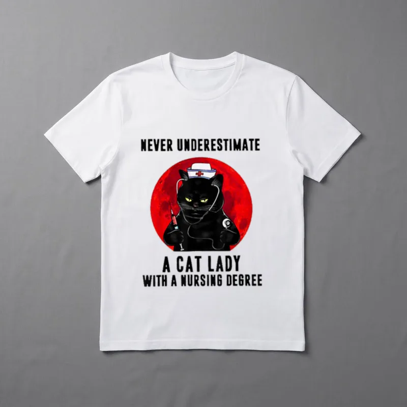 Underestimate a Cat Lady with Nursing T-Shirt – Classic T-Shirt in Black