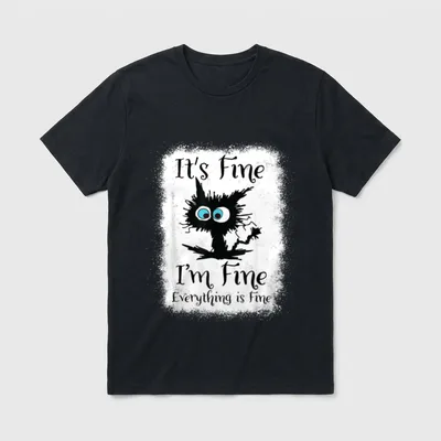 Everything Is Funny Black Cat Fine T-Shirt – Classic T-Shirt in Black