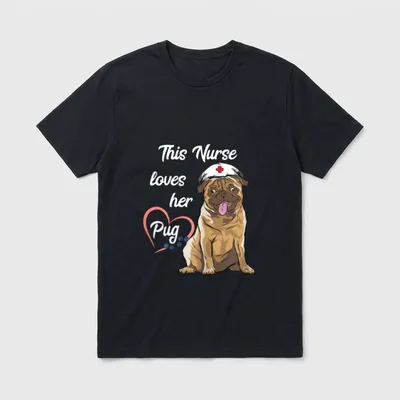Pug Nurse Funny Doctor Dog Owner T-Shirt – Classic T-Shirt in Black