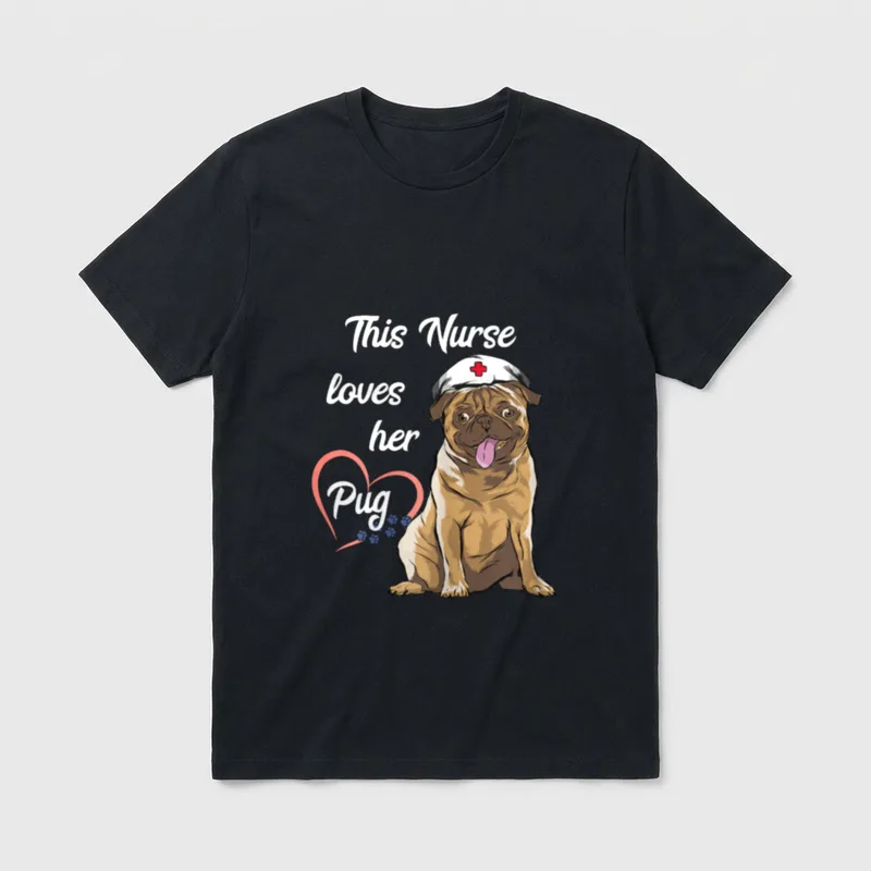 Pug Nurse Funny Doctor Dog Owner T-Shirt – Classic T-Shirt in Black