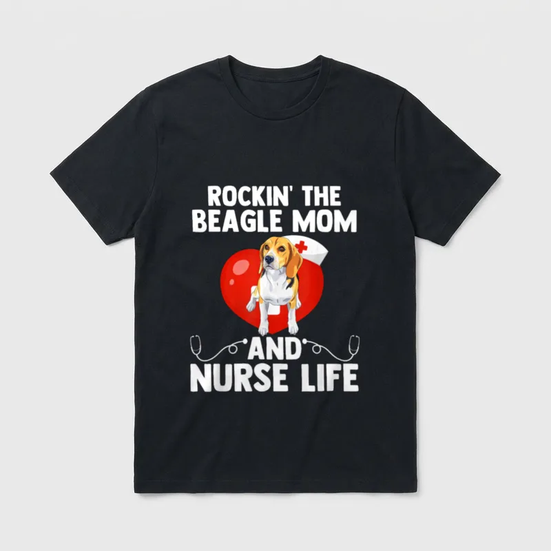 Rockin the Beagle Mom and Nurse T-Shirt – ROCKIN' THE BEAGLE MOM AND NURSE LIFE – Classic T-Shirt in Black
