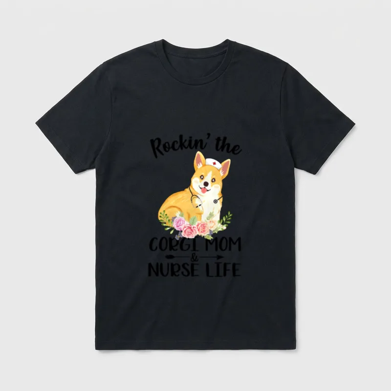 Rockin the Corgi Mom Nurse Life T-Shirt – Classic T-Shirt in Black