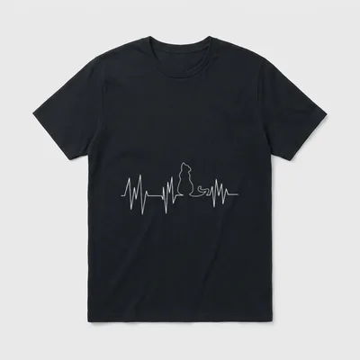 Nurse Pulse Cat T-Shirt – Heartbeat pulse line forming an upright cat silhouette – Classic T-Shirt in Black