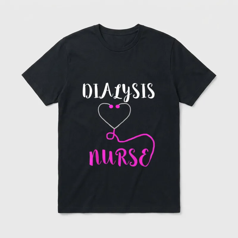Dialysis Nurse Stethoscope Hemodialysis Nephrology T-Shirt – Classic T-Shirt in Black
