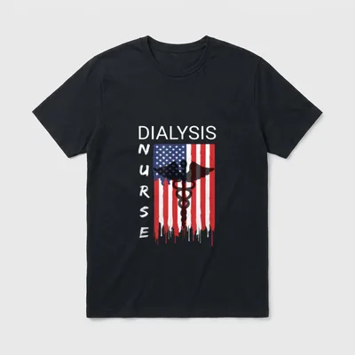 Dialysis Nursing US Flag Patriotic Nephrology T-Shirt – Classic T-Shirt in Black