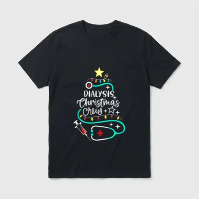 Dialysis Christmas Crew Nurse Nephrology Technician T-Shirt – Classic T-Shirt in Black