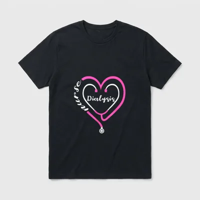Valentines Day Dialysis Nurse Stethoscope Heart T-Shirt – Classic T-Shirt in Black