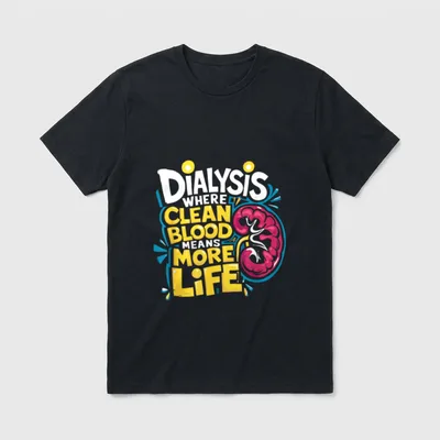 Nephrologist Dialysis Nurse for Kidney Tech T-Shirt – “DIALYSIS WHERE CLEAN BLOOD MEANS MORE LIFE” – Classic T-Shirt in Black