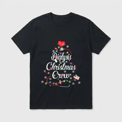 Dialysis Christmas Crew Nurse Nephrology Features T-Shirt – Classic T-Shirt in Black